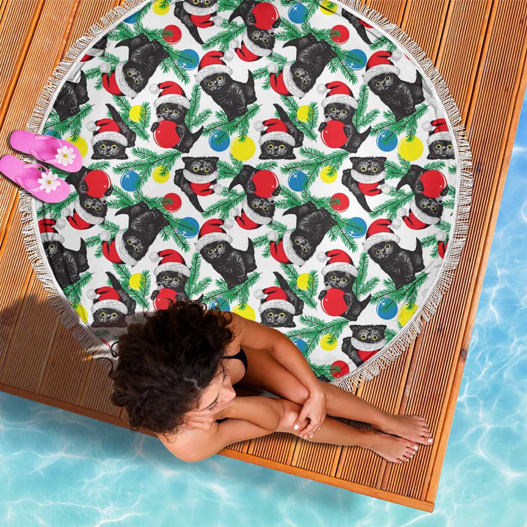 Black Cat Christmas Christmas Beach Blanket Xmas Holiday Patterns - Wonder Print Shop