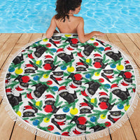 Black Cat Christmas Christmas Beach Blanket Xmas Holiday Patterns - Wonder Print Shop