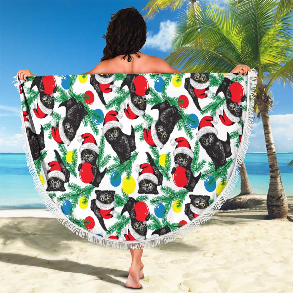 Black Cat Christmas Christmas Beach Blanket Xmas Holiday Patterns - Wonder Print Shop