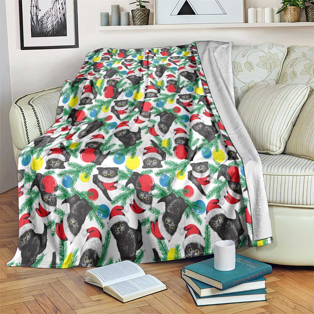 Black Cat Christmas Christmas Blanket Xmas Holiday Patterns - Wonder Print Shop