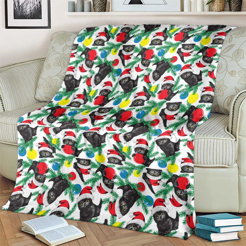 Black Cat Christmas Christmas Blanket Xmas Holiday Patterns - Wonder Print Shop