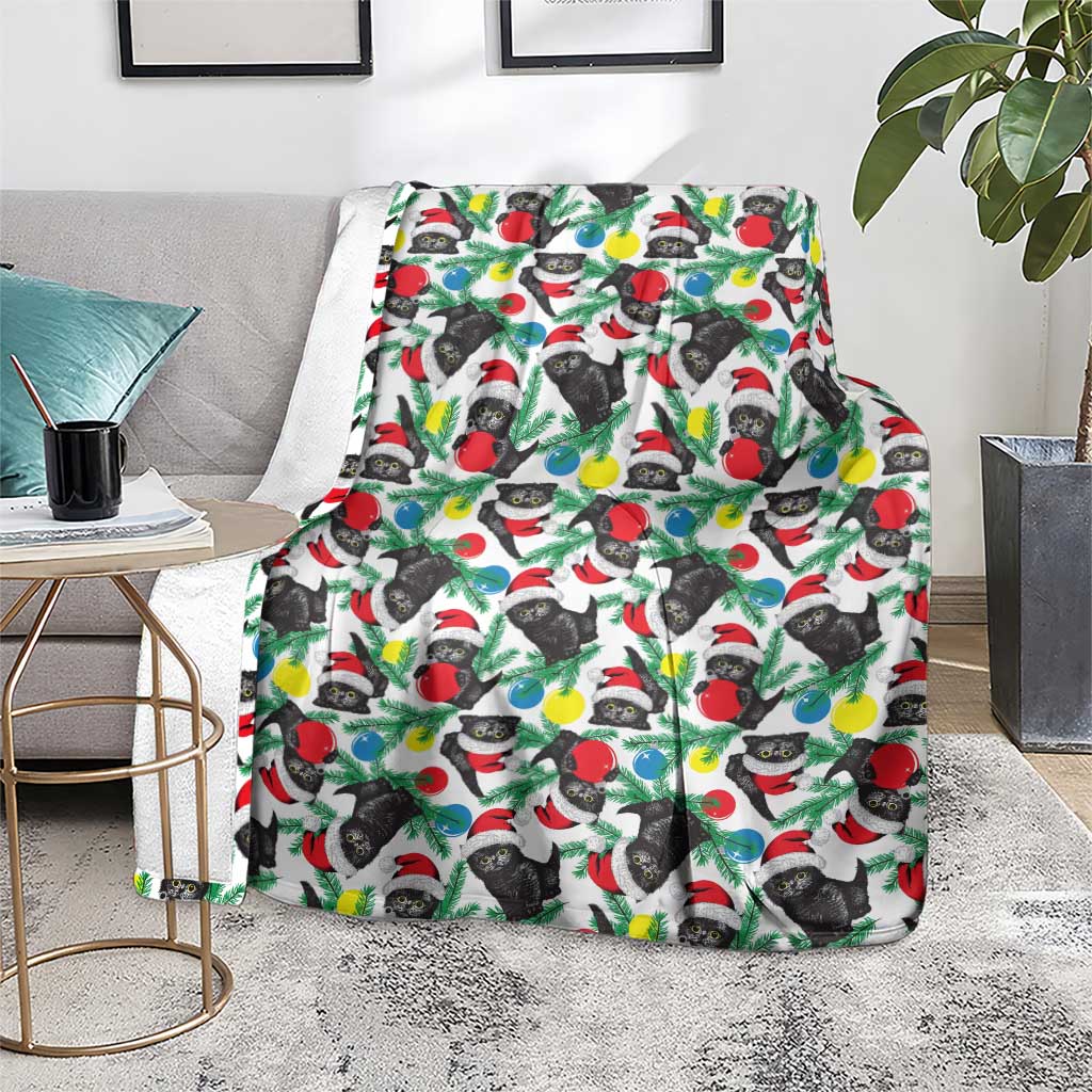 Black Cat Christmas Christmas Blanket Xmas Holiday Patterns - Wonder Print Shop