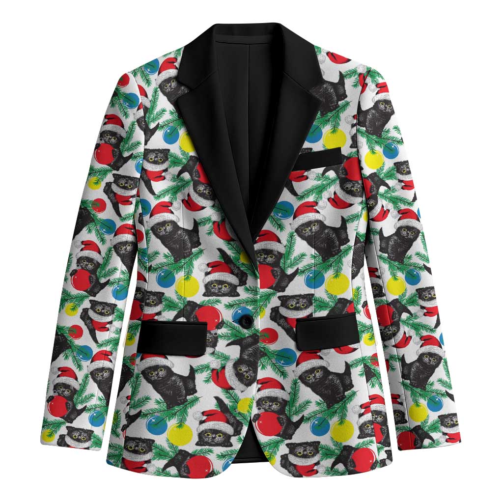 Black Cat Christmas Christmas Blazer Xmas Holiday Patterns - Wonder Print Shop