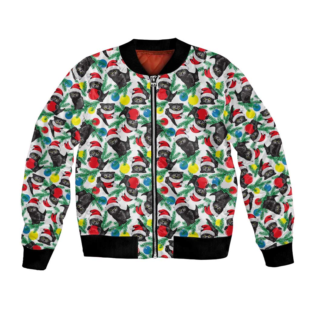 Black Cat Christmas Christmas Bomber Jacket Xmas Holiday Patterns - Wonder Print Shop