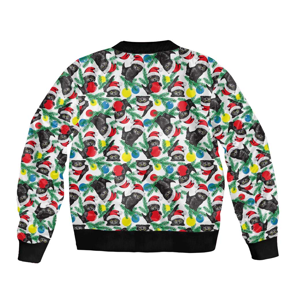 Black Cat Christmas Christmas Bomber Jacket Xmas Holiday Patterns - Wonder Print Shop
