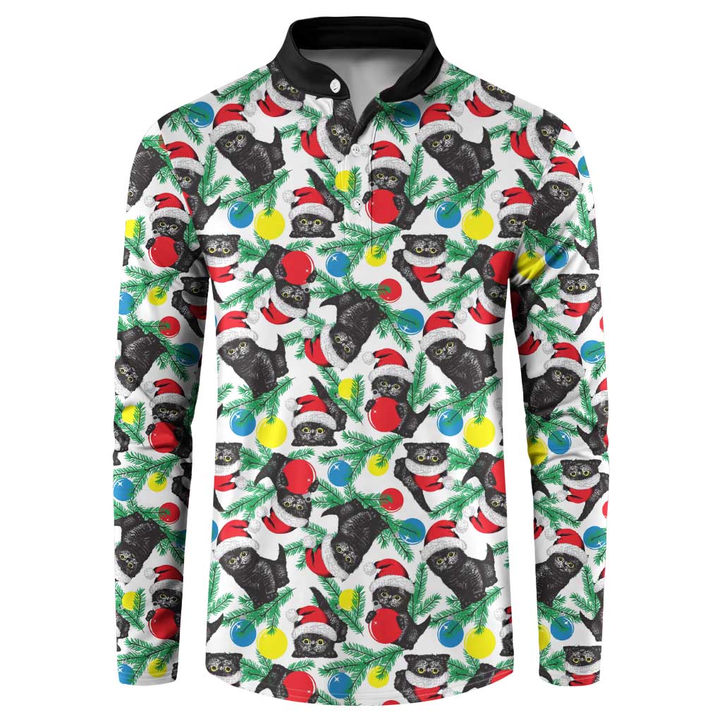 Black Cat Christmas Christmas Button Sweatshirt Xmas Holiday Patterns - Wonder Print Shop