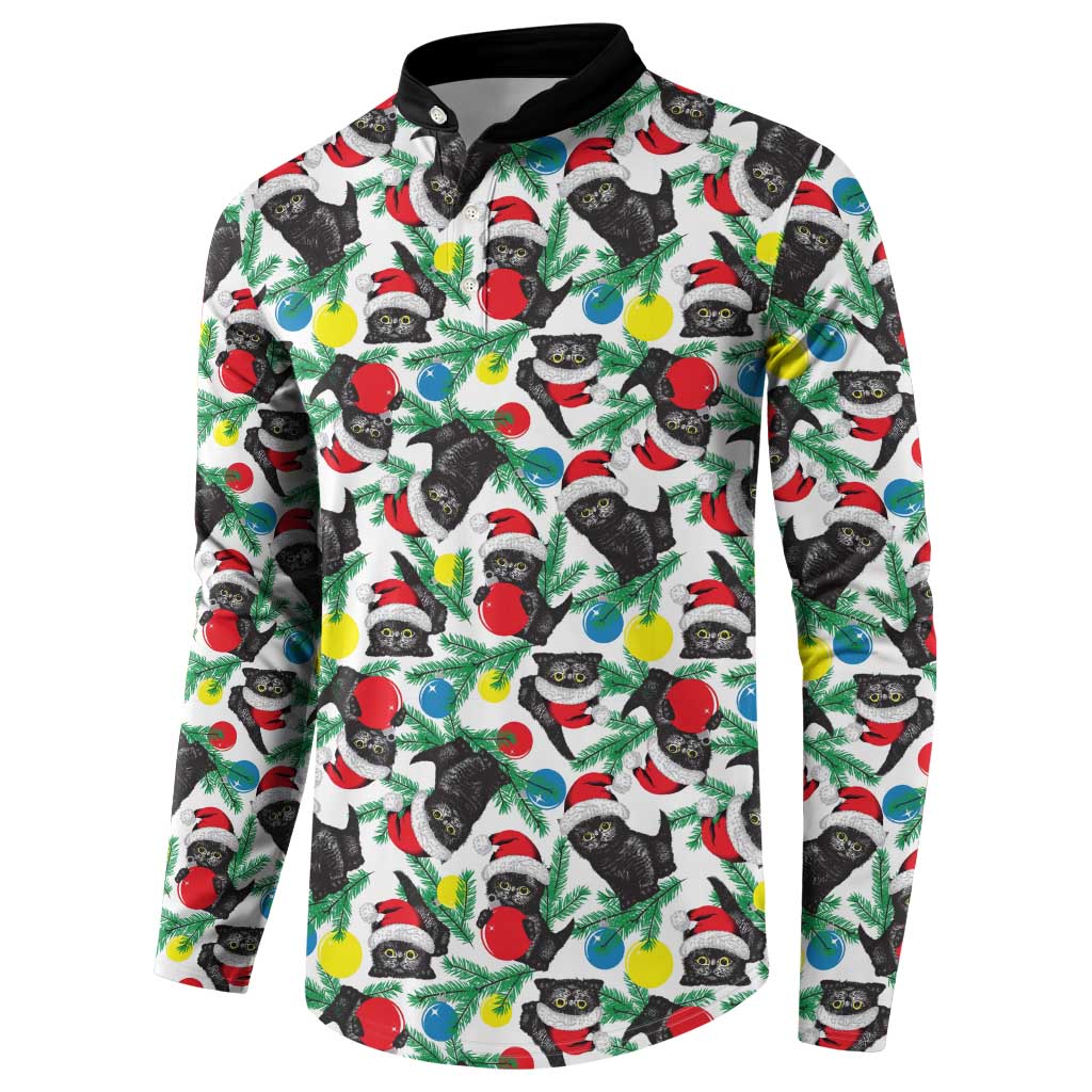 Black Cat Christmas Christmas Button Sweatshirt Xmas Holiday Patterns - Wonder Print Shop