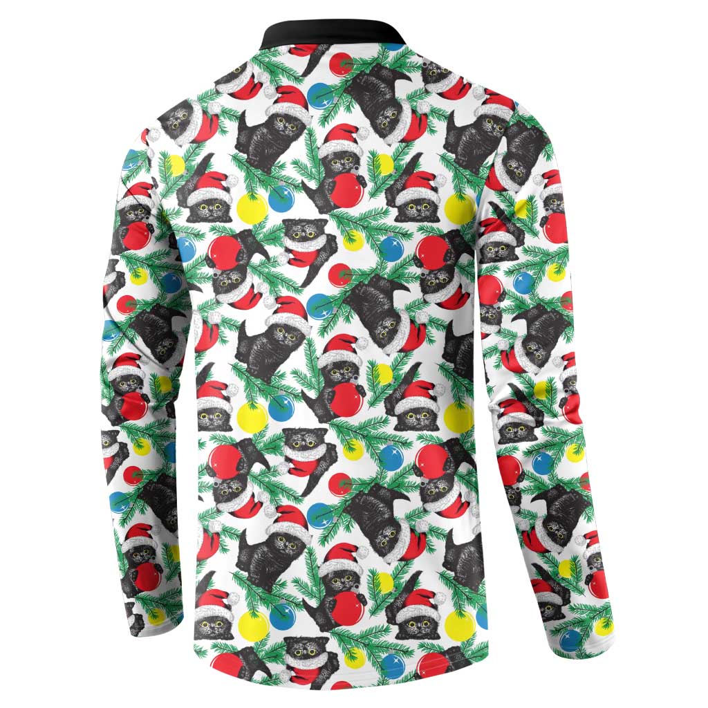 Black Cat Christmas Christmas Button Sweatshirt Xmas Holiday Patterns - Wonder Print Shop