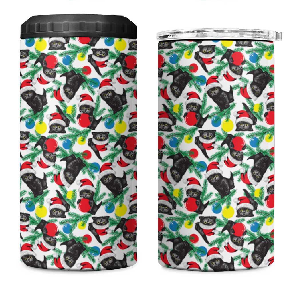 Black Cat Christmas Christmas 4 in 1 Can Cooler Tumbler Xmas Holiday Patterns - Wonder Print Shop