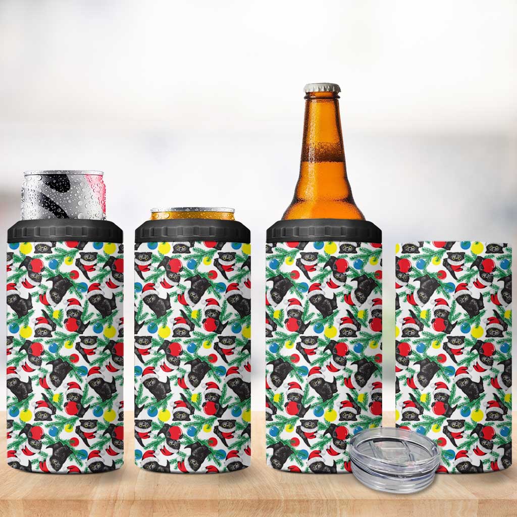 Black Cat Christmas Christmas 4 in 1 Can Cooler Tumbler Xmas Holiday Patterns - Wonder Print Shop