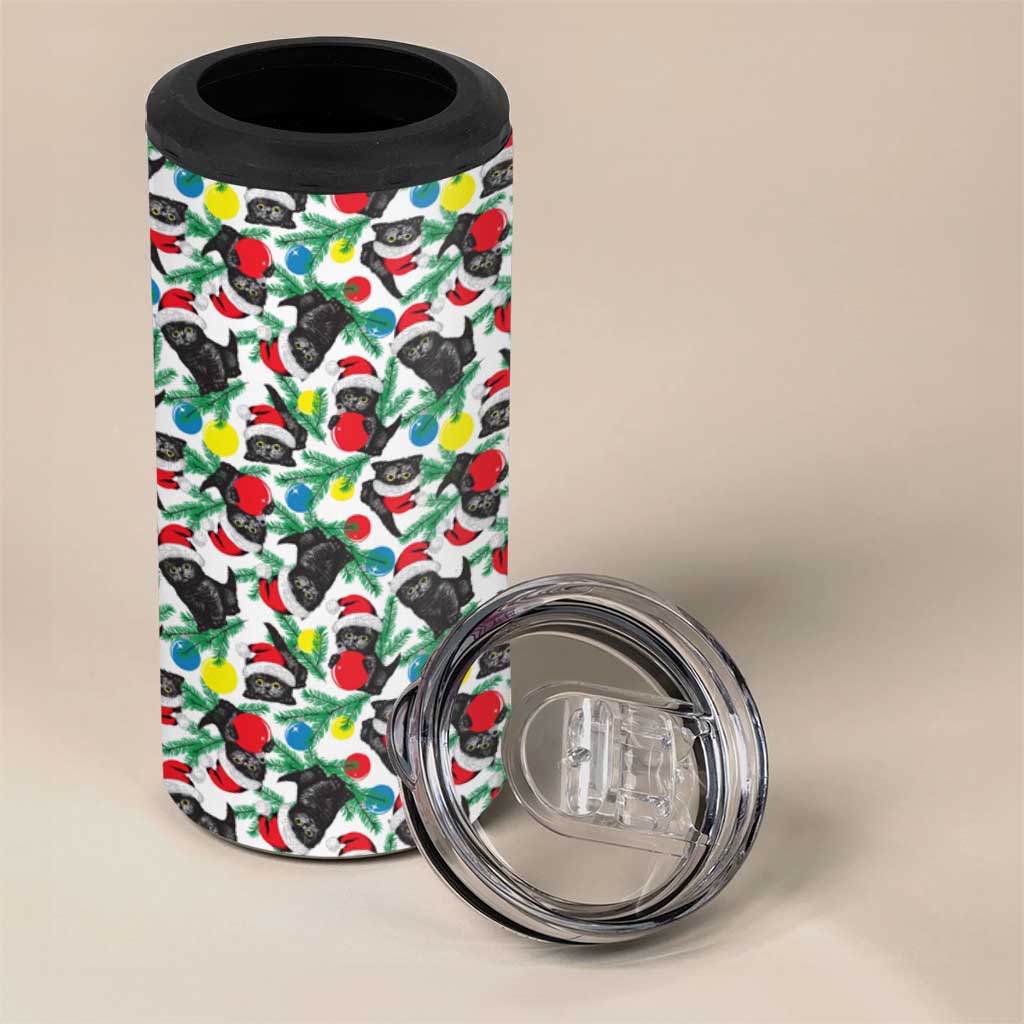 Black Cat Christmas Christmas 4 in 1 Can Cooler Tumbler Xmas Holiday Patterns - Wonder Print Shop