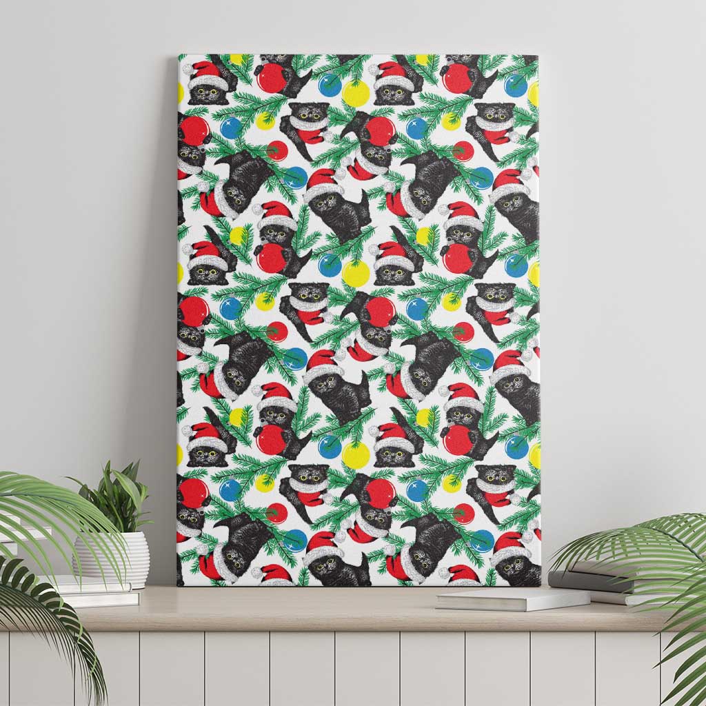 Black Cat Christmas Christmas Canvas Wall Art Xmas Holiday Patterns - Wonder Print Shop