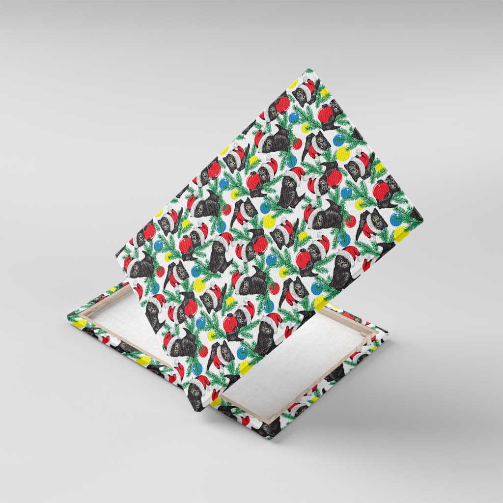 Black Cat Christmas Christmas Canvas Wall Art Xmas Holiday Patterns - Wonder Print Shop