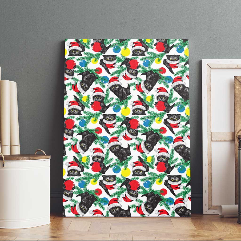 Black Cat Christmas Christmas Canvas Wall Art Xmas Holiday Patterns - Wonder Print Shop