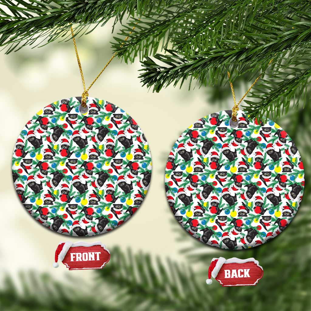 Black Cat Christmas Ceramic Ornament Xmas Holiday Patterns - Wonder Print Shop