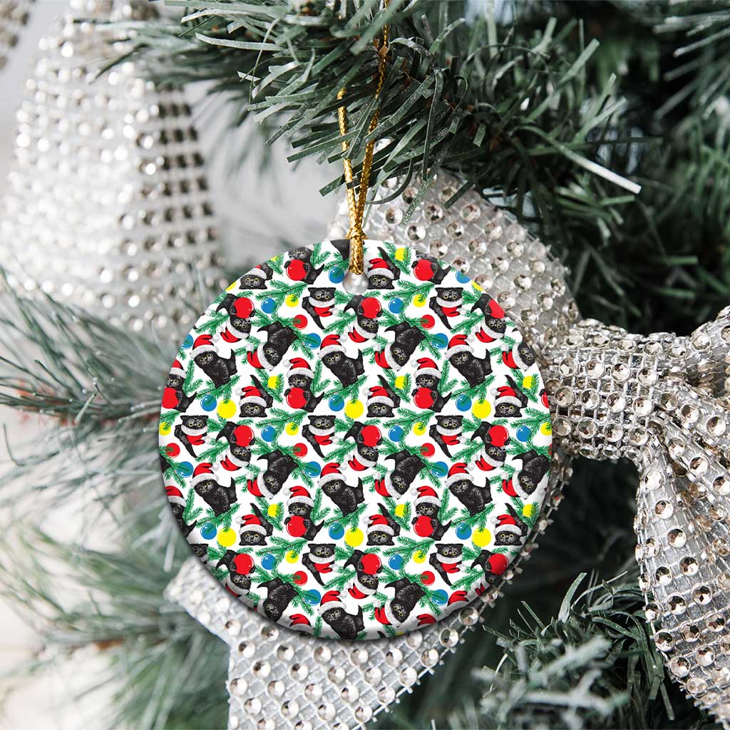Black Cat Christmas Ceramic Ornament Xmas Holiday Patterns - Wonder Print Shop