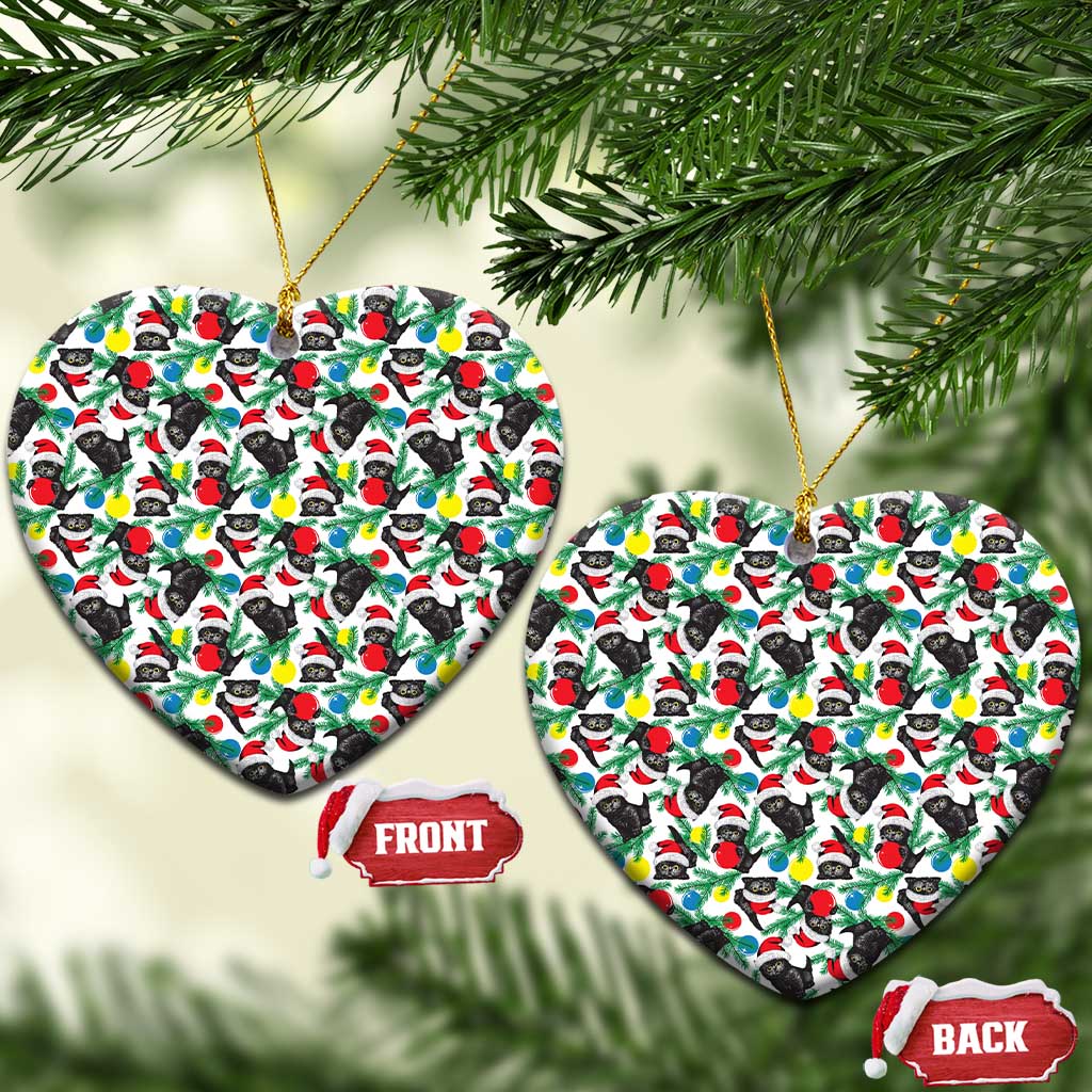 Black Cat Christmas Ceramic Ornament Xmas Holiday Patterns - Wonder Print Shop