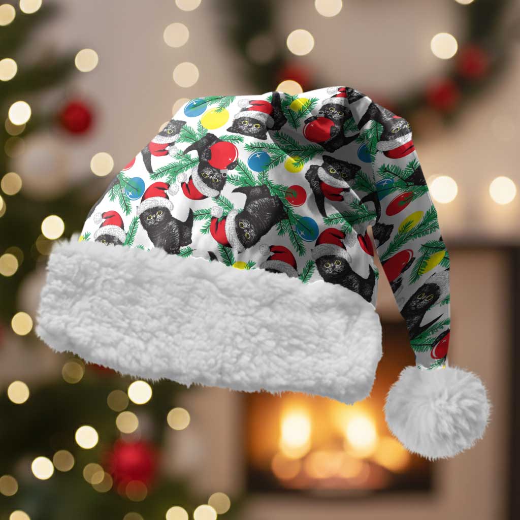 Black Cat Christmas Christmas Santa Hat Xmas Holiday Patterns - Wonder Print Shop
