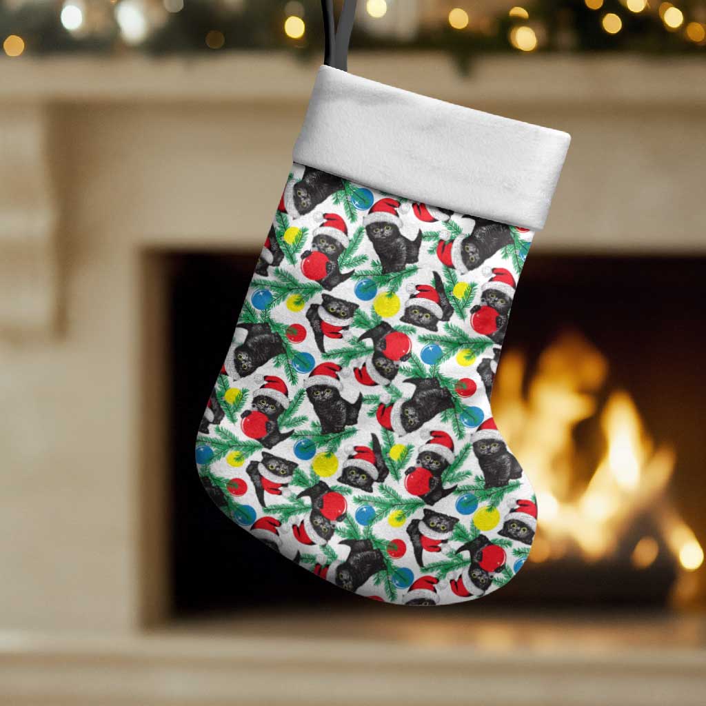 Black Cat Christmas Christmas Stocking Xmas Holiday Patterns - Wonder Print Shop