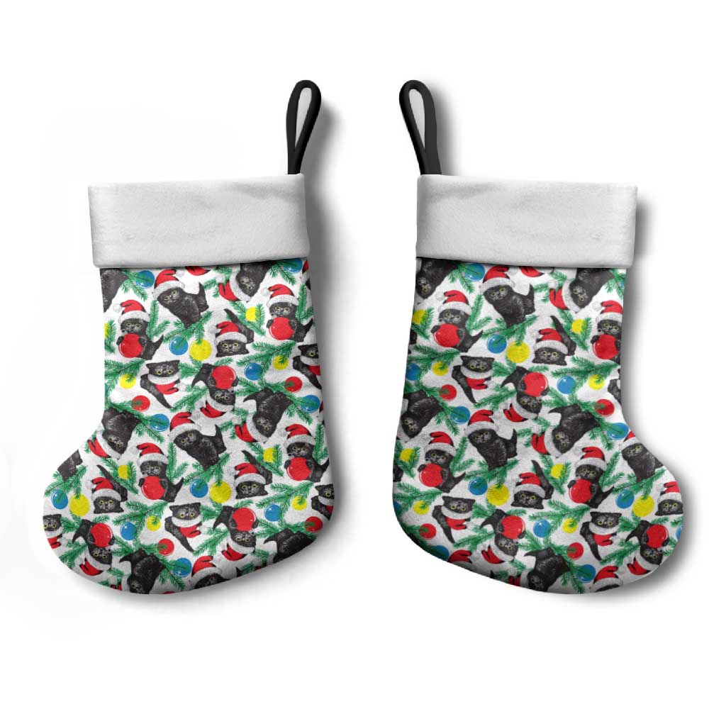 Black Cat Christmas Christmas Stocking Xmas Holiday Patterns - Wonder Print Shop