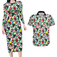 Black Cat Christmas Christmas Couples Matching Long Sleeve Bodycon Dress and Hawaiian Shirt Xmas Holiday Patterns - Wonder Print Shop
