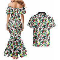 Black Cat Christmas Christmas Couples Matching Mermaid Dress and Hawaiian Shirt Xmas Holiday Patterns - Wonder Print Shop