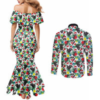 Black Cat Christmas Christmas Couples Matching Mermaid Dress and Long Sleeve Button Shirt Xmas Holiday Patterns - Wonder Print Shop