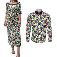 Black Cat Christmas Christmas Couples Matching Puletasi and Long Sleeve Button Shirt Xmas Holiday Patterns - Wonder Print Shop