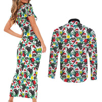 Black Cat Christmas Christmas Couples Matching Short Sleeve Bodycon Dress and Long Sleeve Button Shirt Xmas Holiday Patterns - Wonder Print Shop