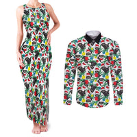 Black Cat Christmas Christmas Couples Matching Tank Maxi Dress and Long Sleeve Button Shirt Xmas Holiday Patterns - Wonder Print Shop