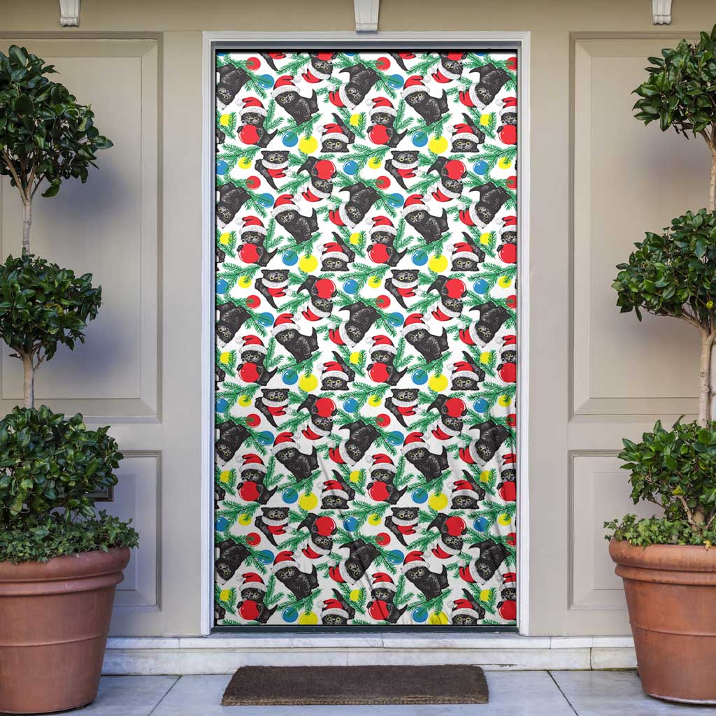 Black Cat Christmas Christmas Door Cover Xmas Holiday Patterns - Wonder Print Shop