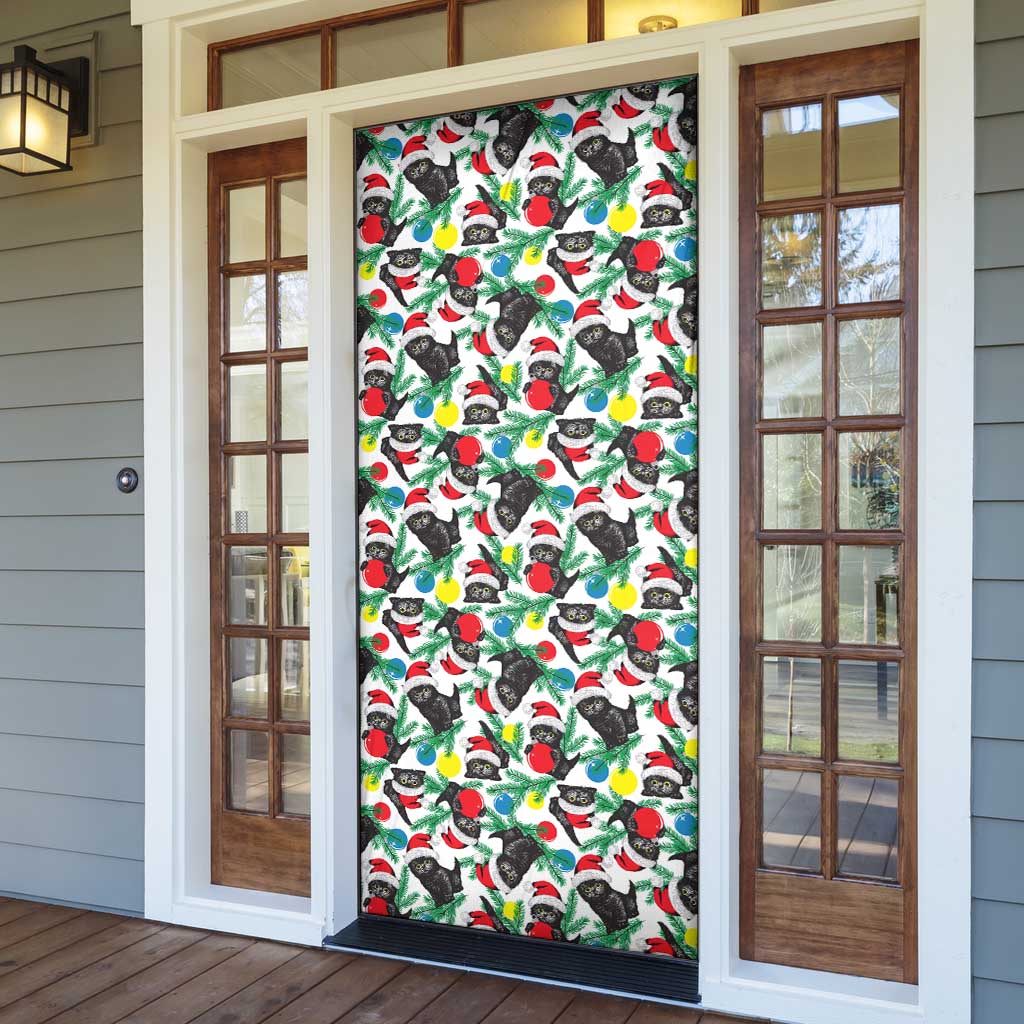 Black Cat Christmas Christmas Door Cover Xmas Holiday Patterns - Wonder Print Shop