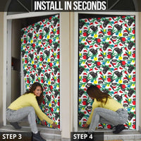 Black Cat Christmas Christmas Door Cover Xmas Holiday Patterns - Wonder Print Shop