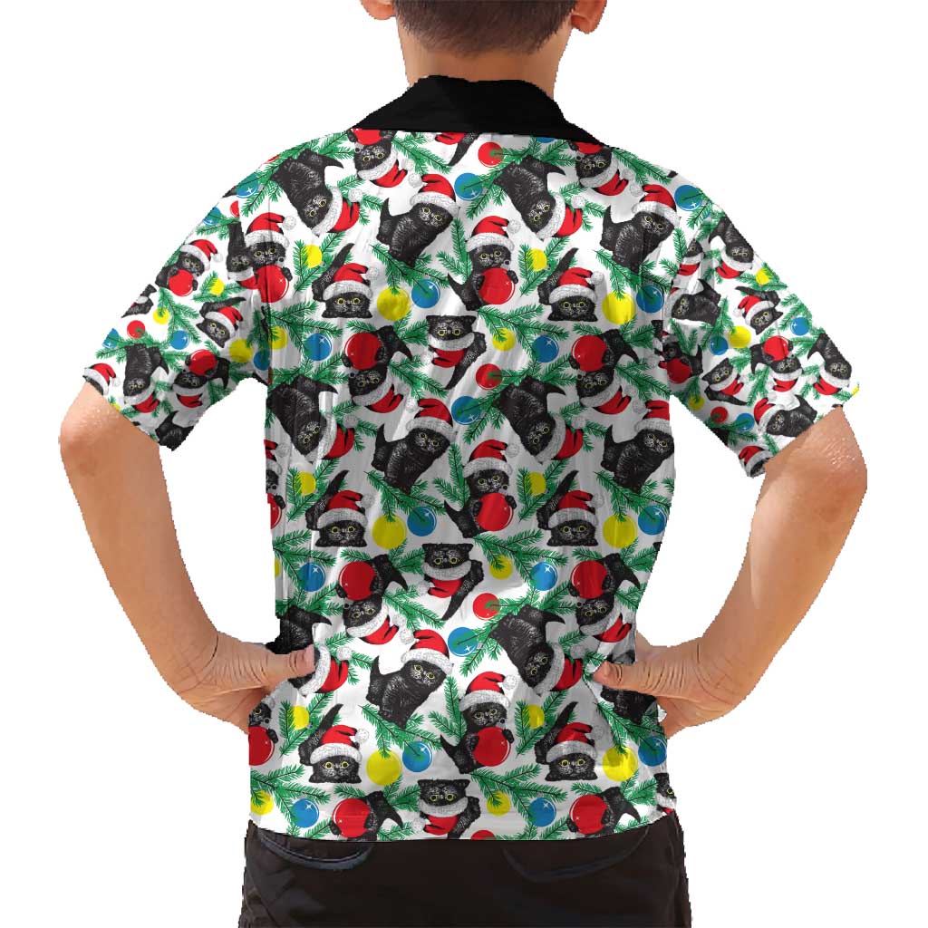 Black Cat Christmas Christmas Family Matching Long Sleeve Bodycon Dress and Hawaiian Shirt Xmas Holiday Patterns - Wonder Print Shop