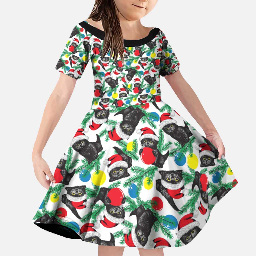Black Cat Christmas Christmas Family Matching Long Sleeve Bodycon Dress and Hawaiian Shirt Xmas Holiday Patterns - Wonder Print Shop