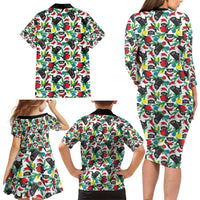 Black Cat Christmas Christmas Family Matching Long Sleeve Bodycon Dress and Hawaiian Shirt Xmas Holiday Patterns - Wonder Print Shop