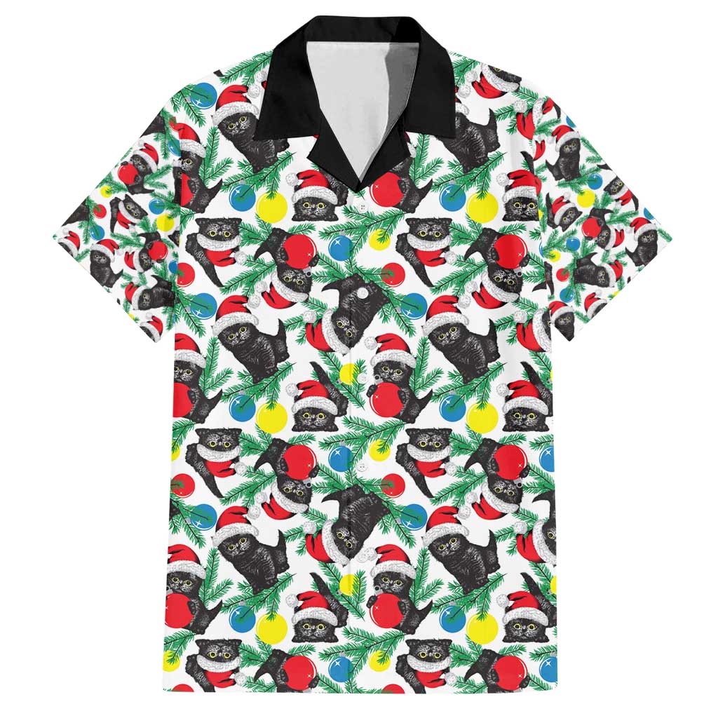 Black Cat Christmas Christmas Family Matching Long Sleeve Bodycon Dress and Hawaiian Shirt Xmas Holiday Patterns - Wonder Print Shop