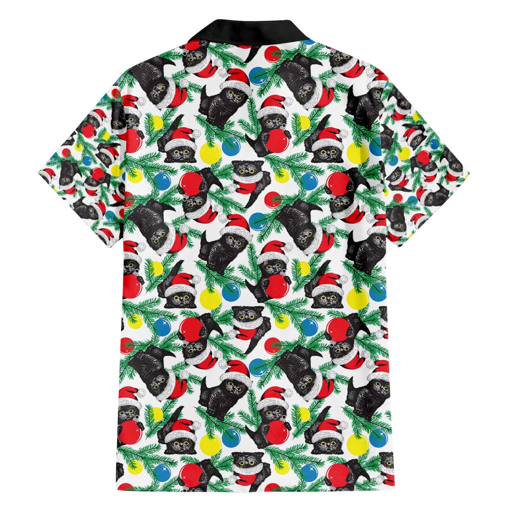 Black Cat Christmas Christmas Family Matching Long Sleeve Bodycon Dress and Hawaiian Shirt Xmas Holiday Patterns - Wonder Print Shop