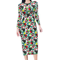 Black Cat Christmas Christmas Family Matching Long Sleeve Bodycon Dress and Hawaiian Shirt Xmas Holiday Patterns - Wonder Print Shop