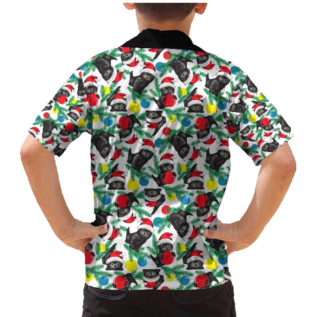 Black Cat Christmas Christmas Family Matching Mermaid Dress and Hawaiian Shirt Xmas Holiday Patterns - Wonder Print Shop