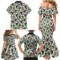 Black Cat Christmas Christmas Family Matching Mermaid Dress and Hawaiian Shirt Xmas Holiday Patterns - Wonder Print Shop
