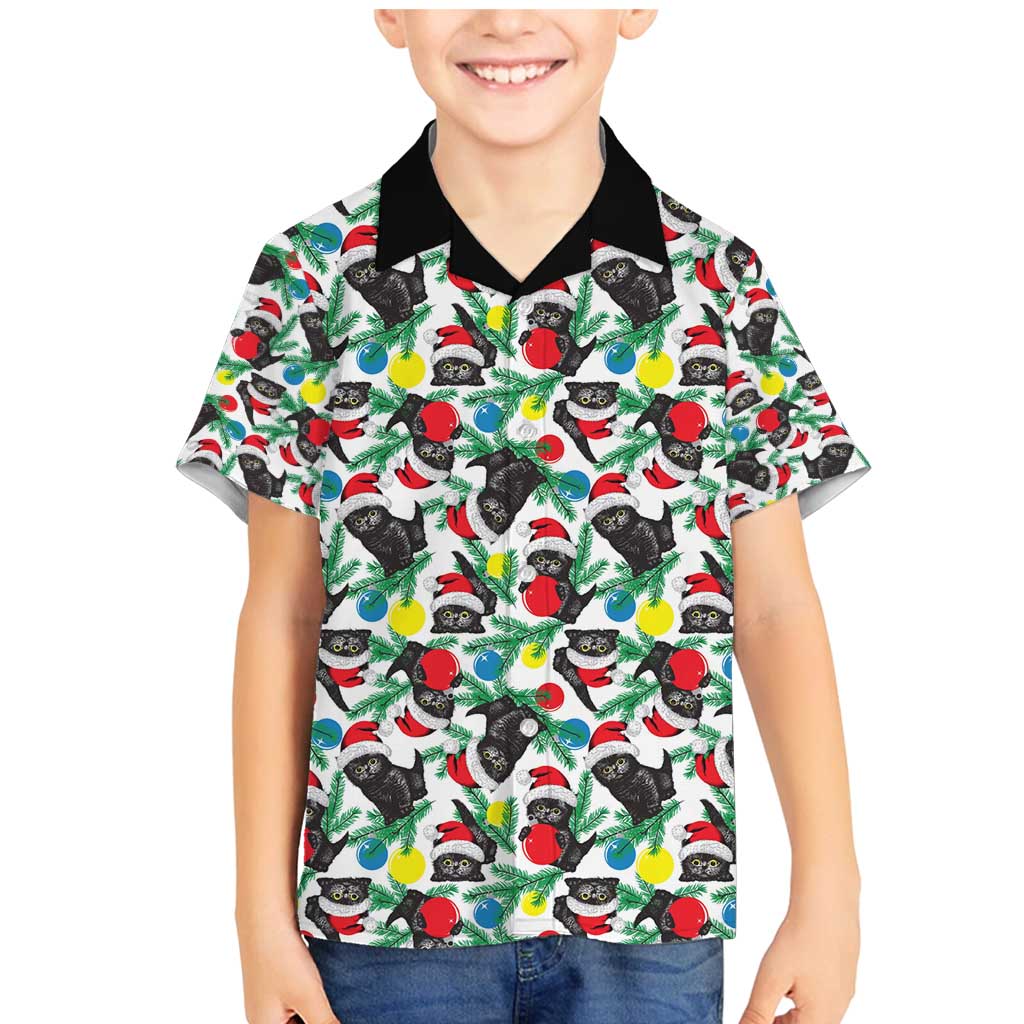 Black Cat Christmas Christmas Family Matching Mermaid Dress and Hawaiian Shirt Xmas Holiday Patterns - Wonder Print Shop