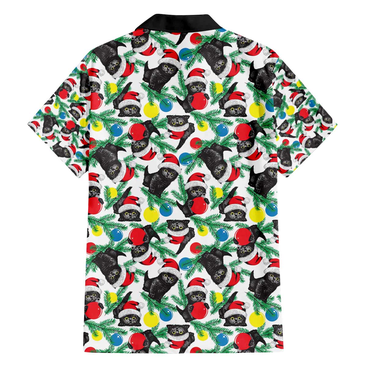 Black Cat Christmas Christmas Family Matching Off The Shoulder Long Sleeve Dress and Hawaiian Shirt Xmas Holiday Patterns - Wonder Print Shop
