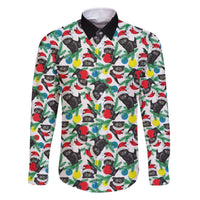 Black Cat Christmas Christmas Family Matching Off The Shoulder Long Sleeve Dress and Hawaiian Shirt Xmas Holiday Patterns - Wonder Print Shop