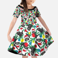 Black Cat Christmas Christmas Family Matching Off Shoulder Maxi Dress and Hawaiian Shirt Xmas Holiday Patterns - Wonder Print Shop