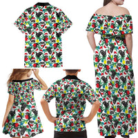 Black Cat Christmas Christmas Family Matching Off Shoulder Maxi Dress and Hawaiian Shirt Xmas Holiday Patterns - Wonder Print Shop