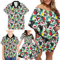 Black Cat Christmas Christmas Family Matching Off Shoulder Short Dress and Hawaiian Shirt Xmas Holiday Patterns - Wonder Print Shop