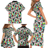 Black Cat Christmas Christmas Family Matching Short Sleeve Bodycon Dress and Hawaiian Shirt Xmas Holiday Patterns - Wonder Print Shop