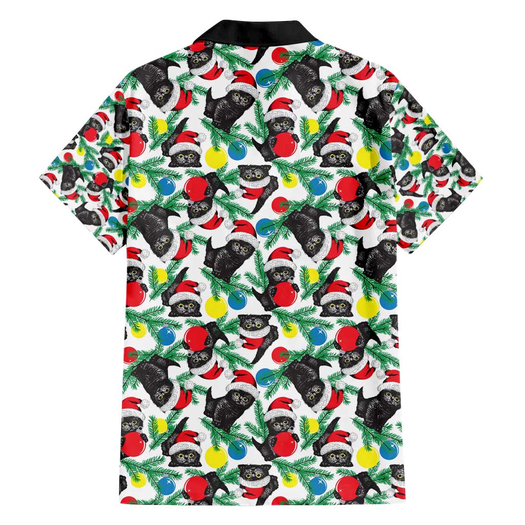 Black Cat Christmas Christmas Family Matching Short Sleeve Bodycon Dress and Hawaiian Shirt Xmas Holiday Patterns - Wonder Print Shop