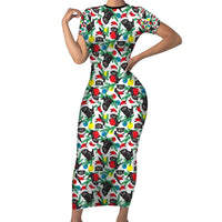 Black Cat Christmas Christmas Family Matching Short Sleeve Bodycon Dress and Hawaiian Shirt Xmas Holiday Patterns - Wonder Print Shop